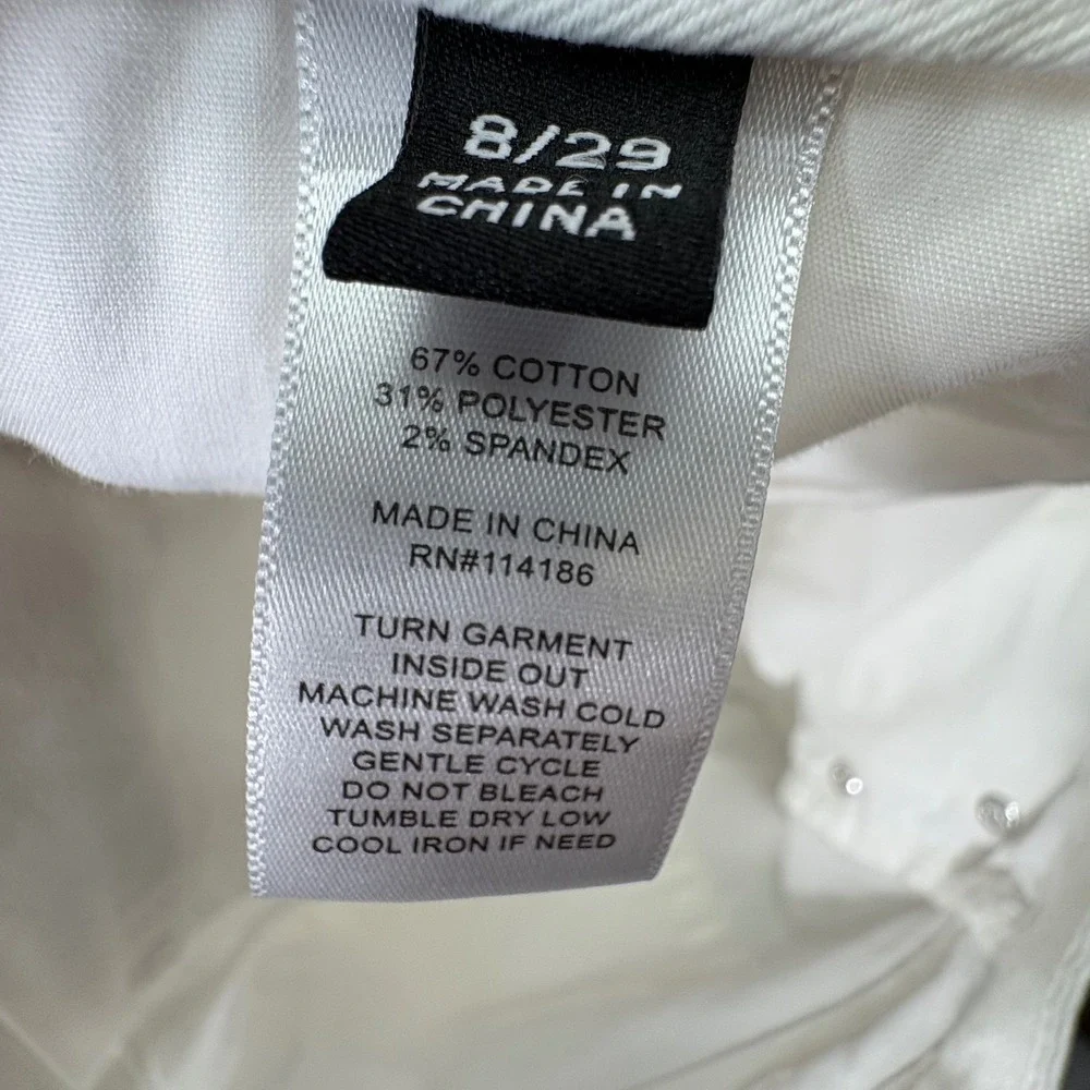 Frye Straight Leg‎ Jeans Women 8/29 White High Rise Denim Chic Modern Uniform
